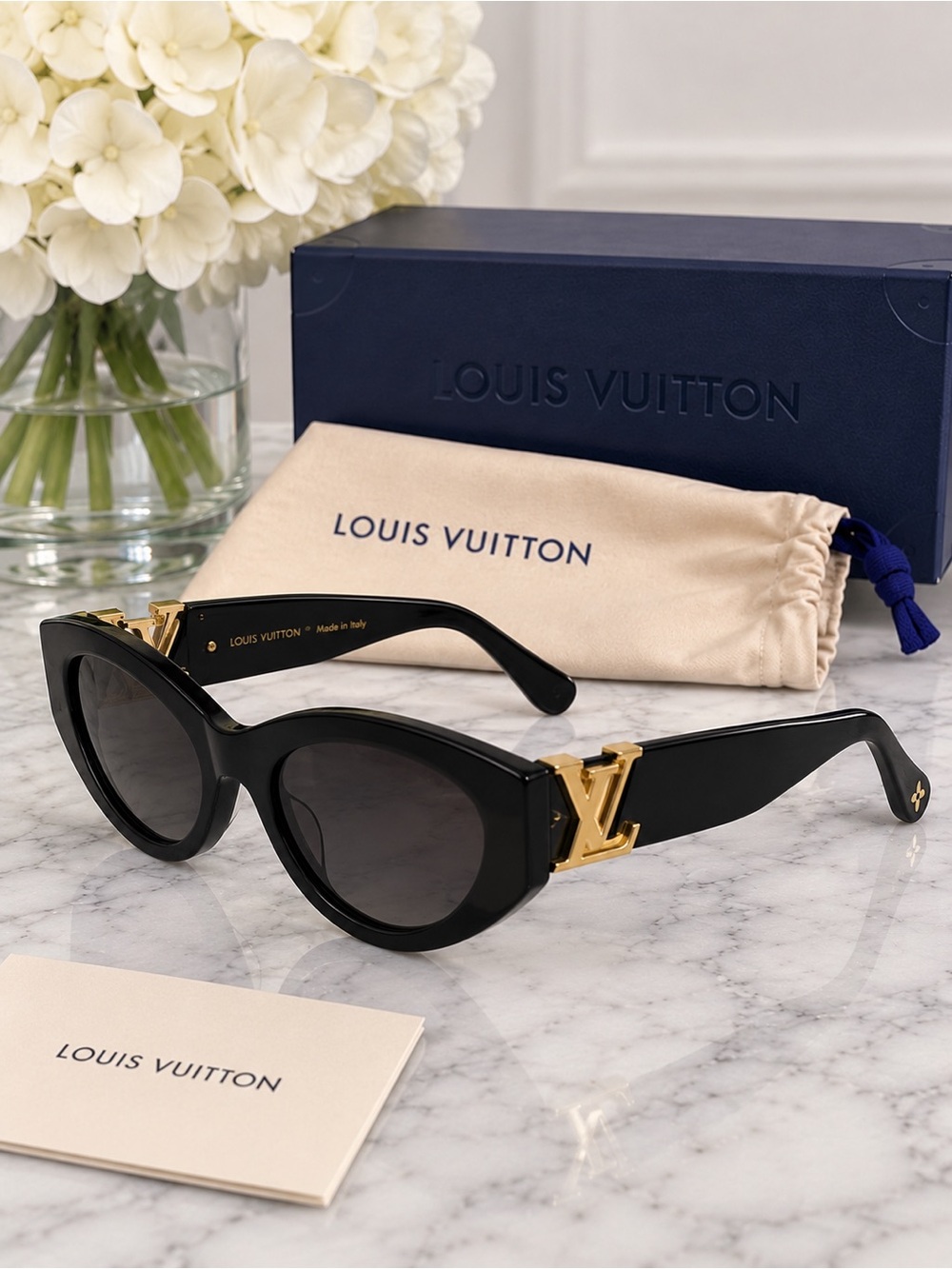 Louis Vuitton LV GO-14 Cat Eye Sunglasses Black & Gold